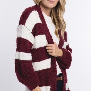 Elongated Striped Cardigan